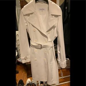 Calvin Klein Double Breasted White Trench Coat